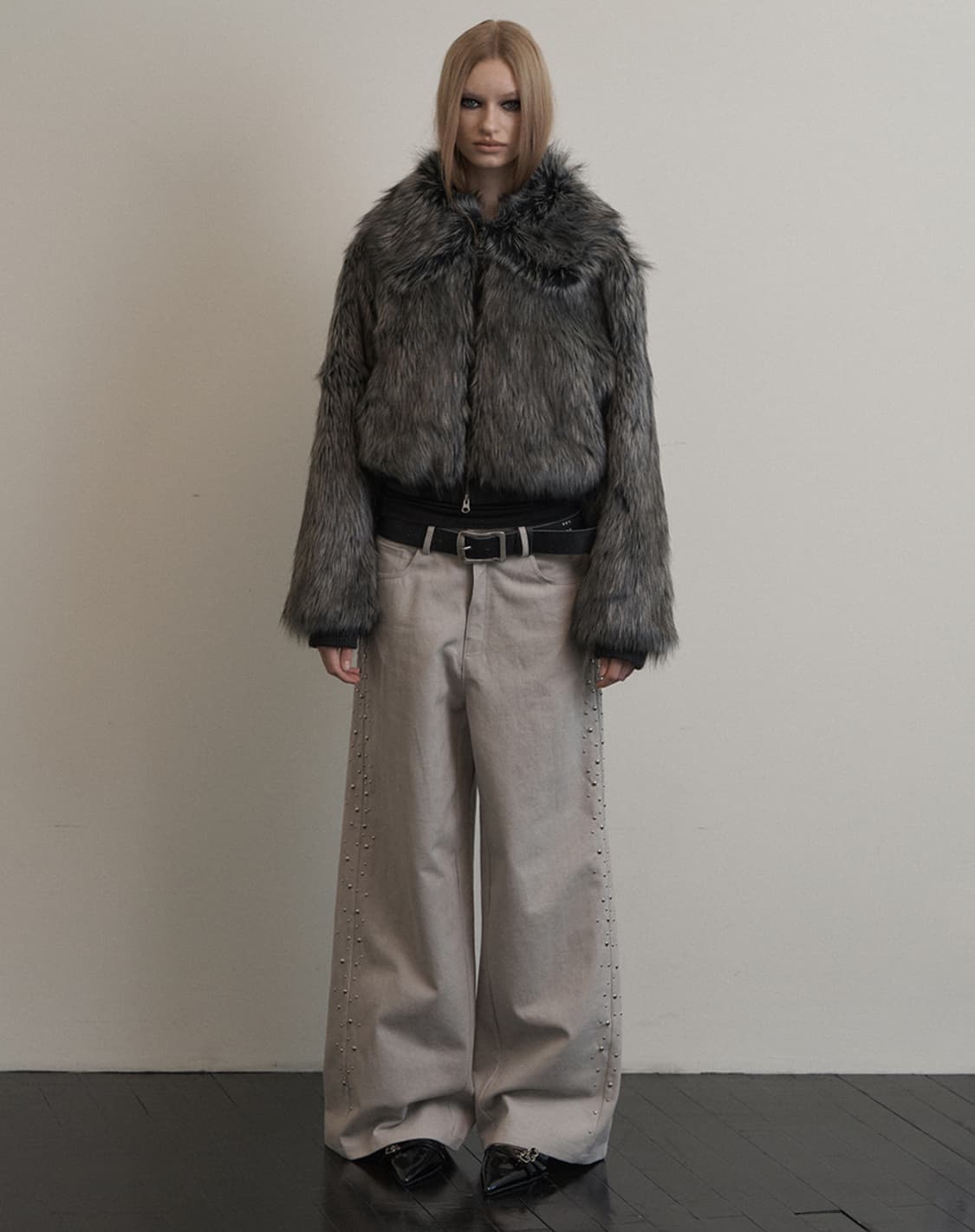 셋업이엑스이 FUR SHORT JACKET / CHARCOAL 상품이미지7