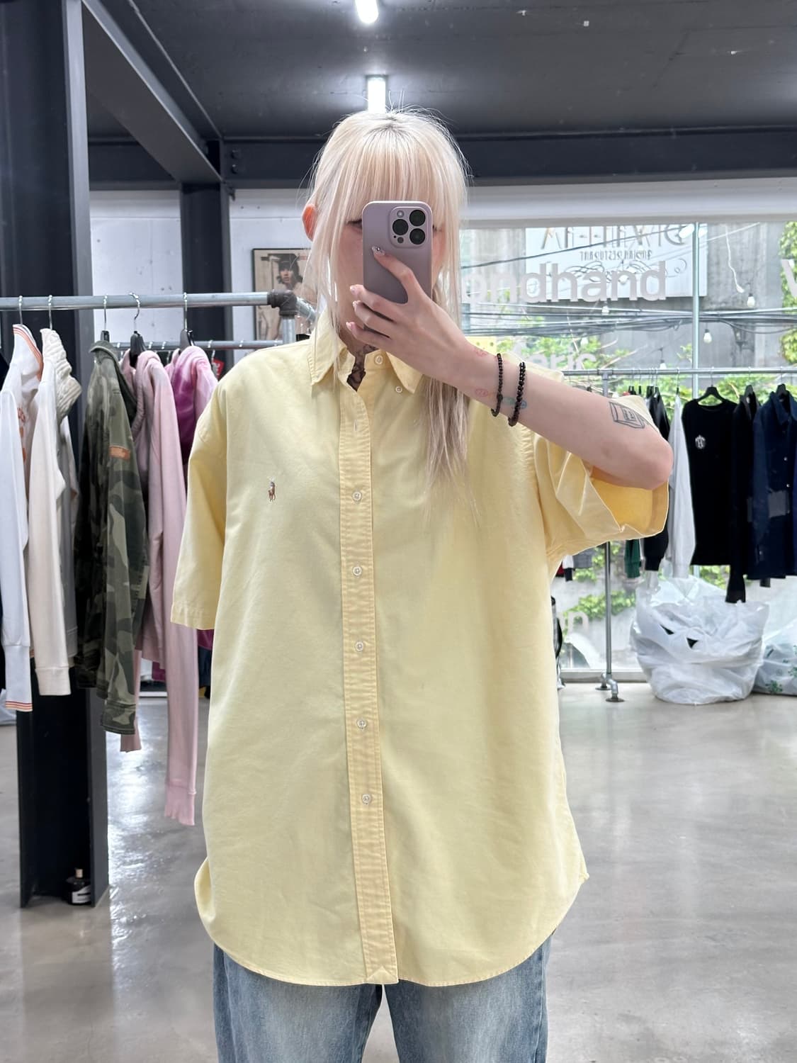 폴로 랄프로렌 옐로우 옥스포드 하프 셔츠 상품이미지1