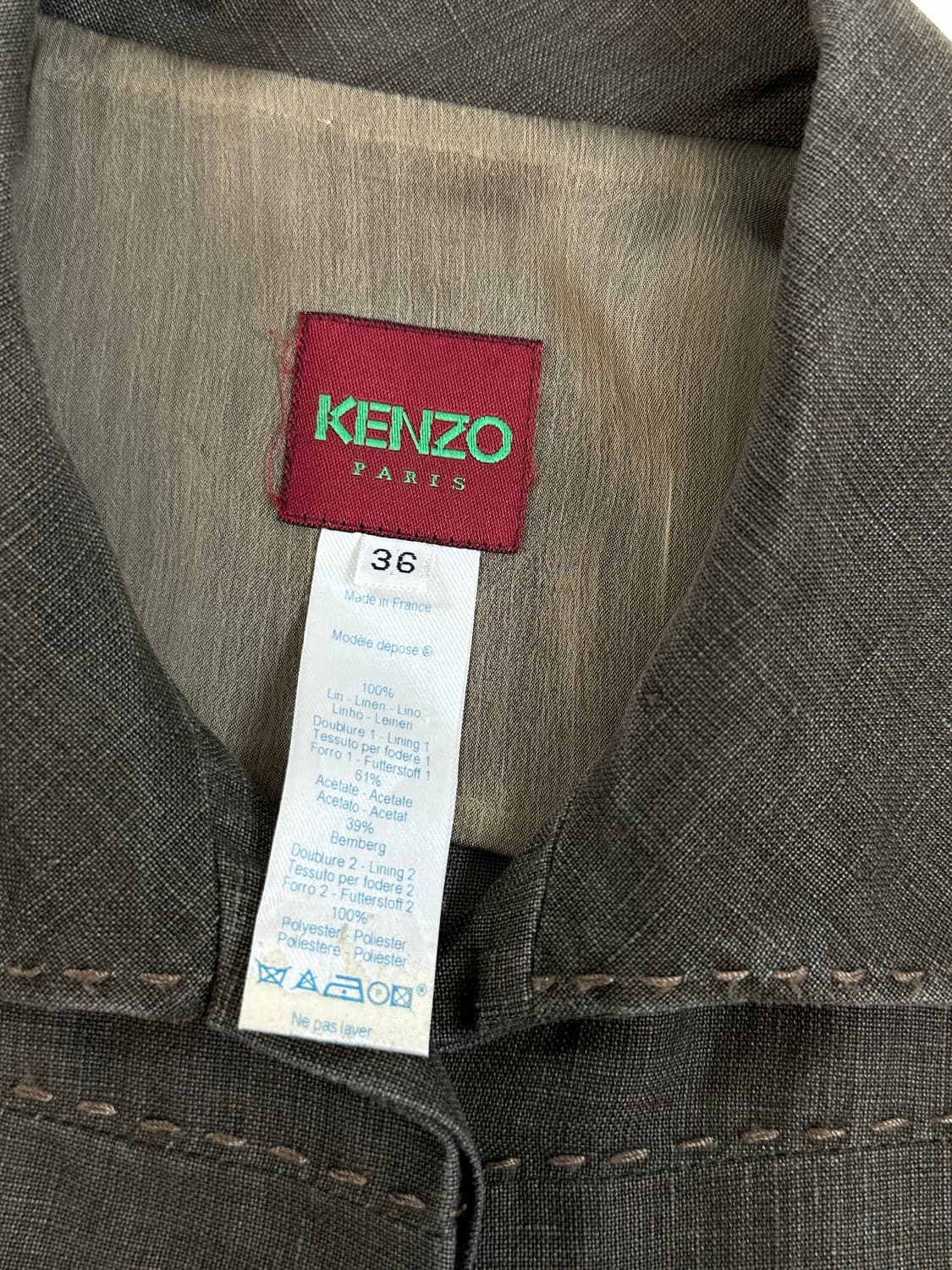 겐조 kenzo 스티치 린넨 7부 소매 자켓 (44/55) 상품이미지4