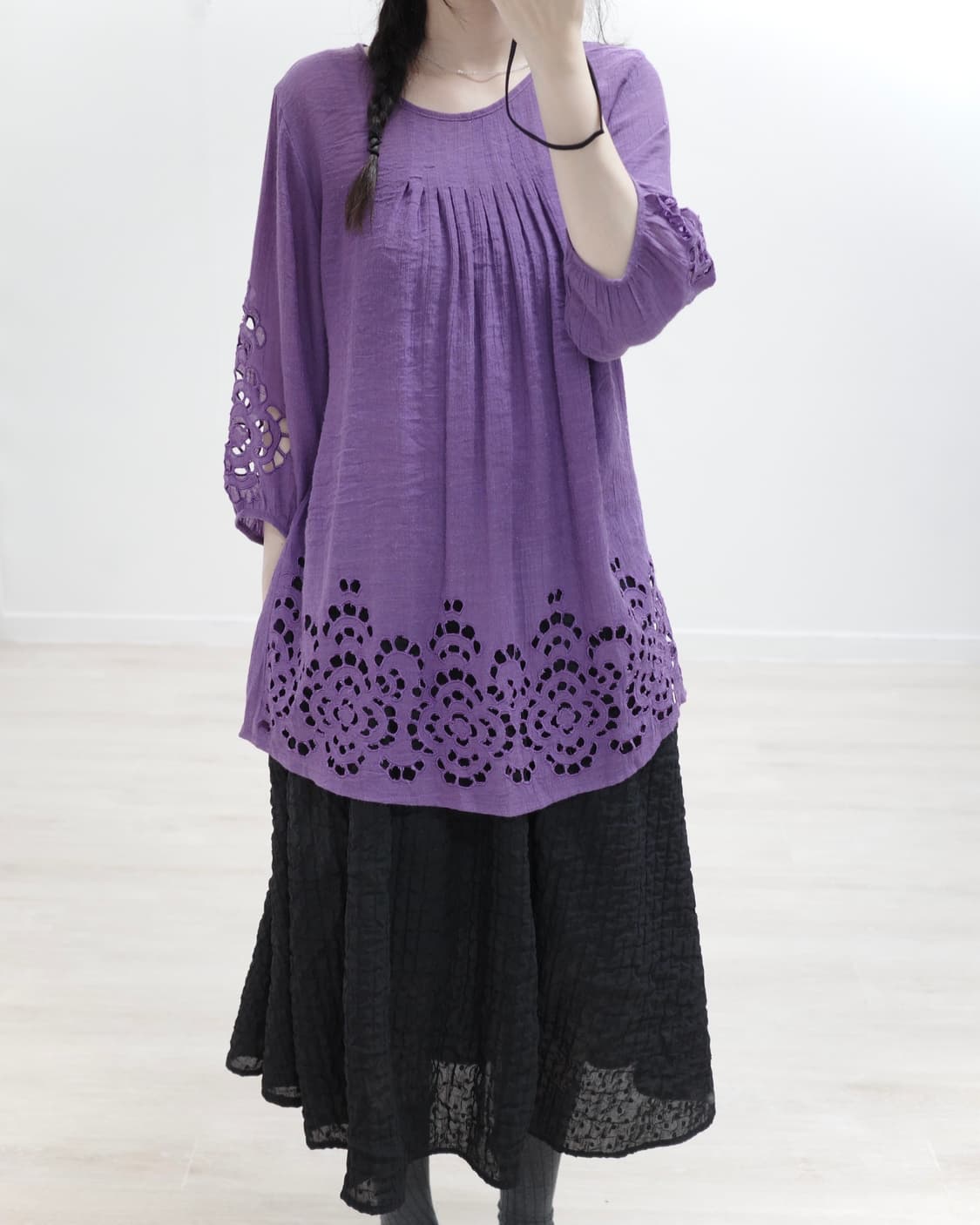 Purple vintage punching blouse 상품이미지2