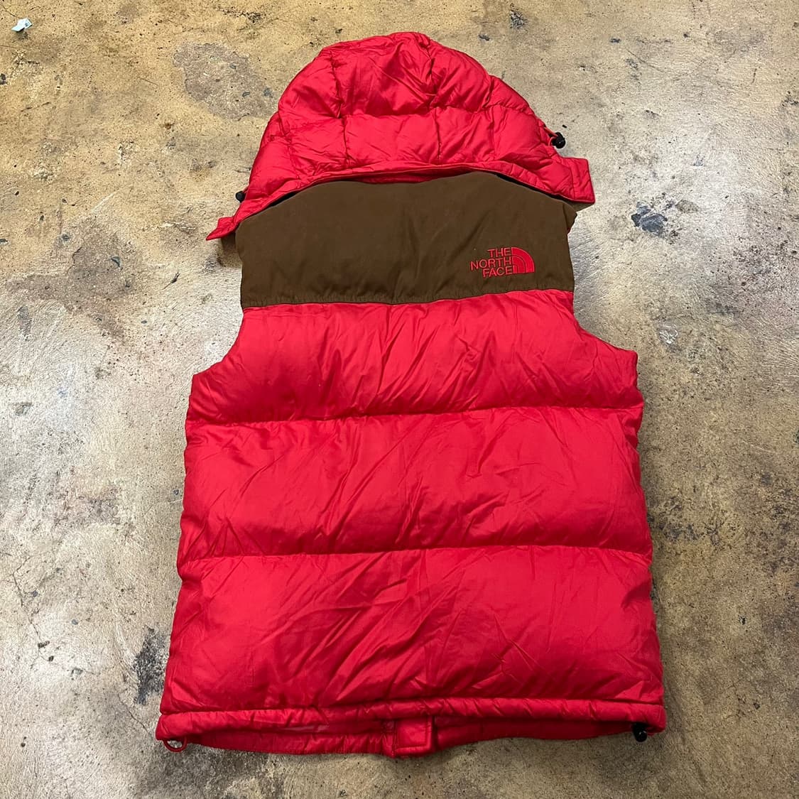 [정품/90] 노스페이스 후드 패딩 조끼 레드 b16 상품이미지3