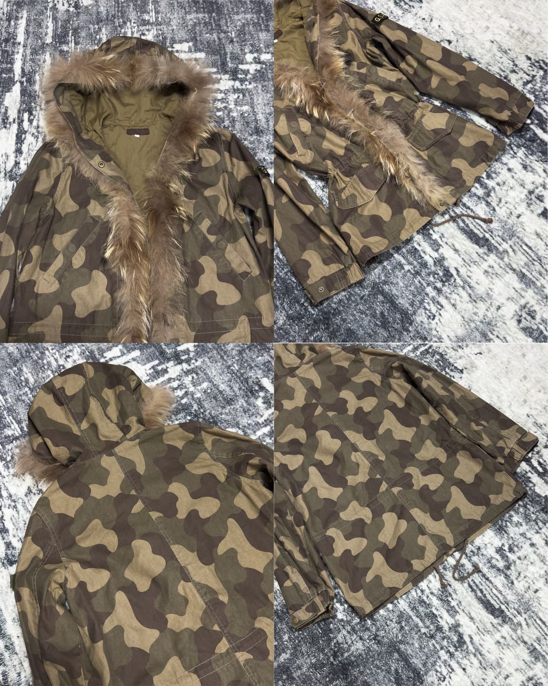 Y2K Faux Fur-Trim Camo Parka 상품이미지4