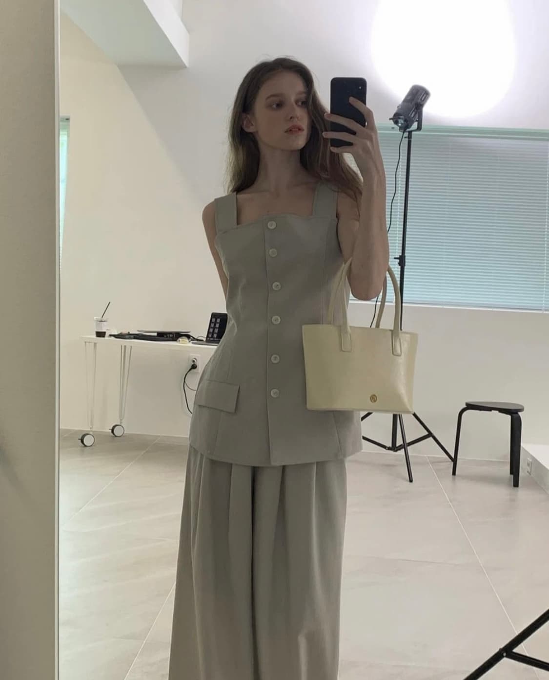 Ged 스퀘어넥 베스트 & 와이드팬츠 셋업 상품이미지3