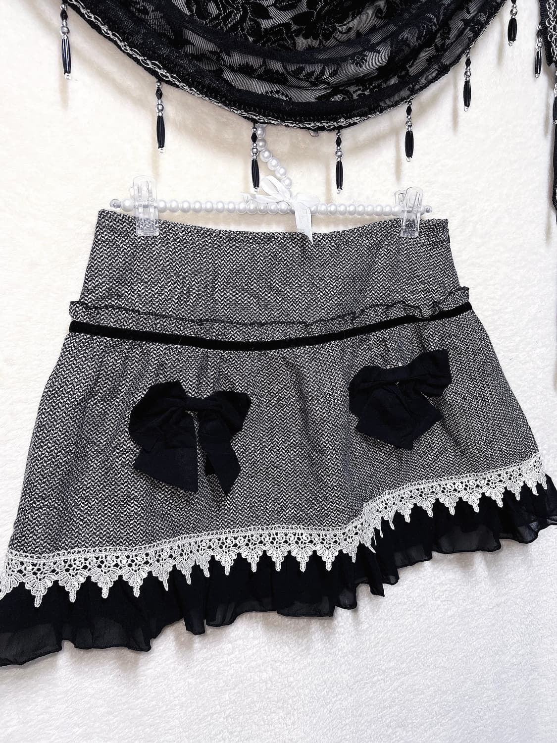 리즈리사 로맨틱고딕 갸루 로걀 고스로리타 글리터 레이스 리본 스커트 치마 상품이미지1