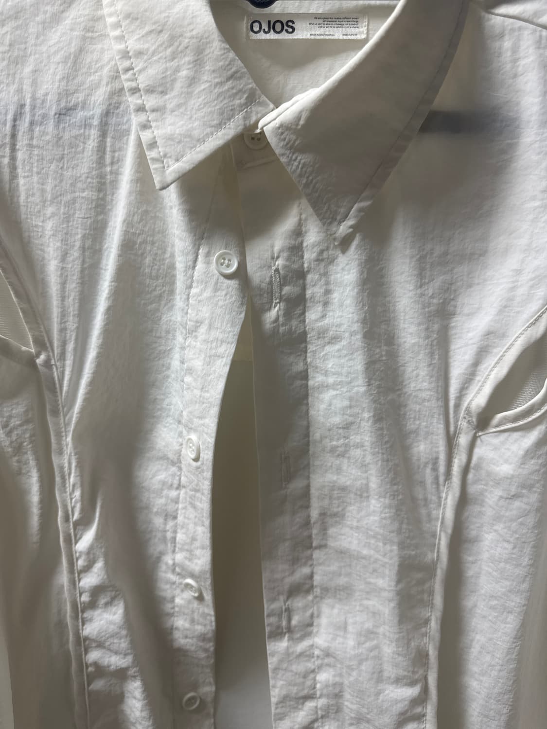오호스 Chest hole nylon shirt/ white 상품이미지4