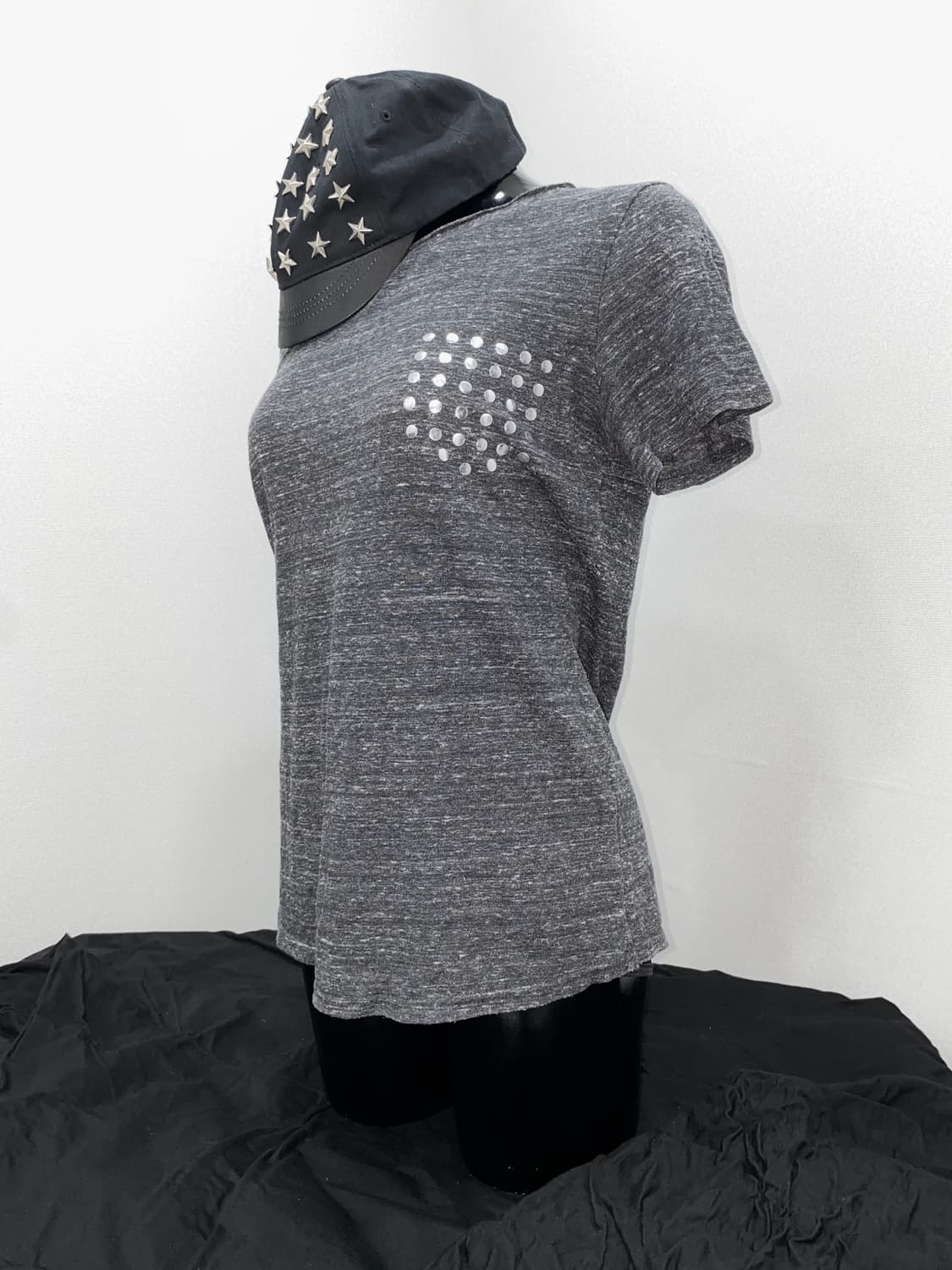 Studded Melange Grey T-Shirt 상품이미지2