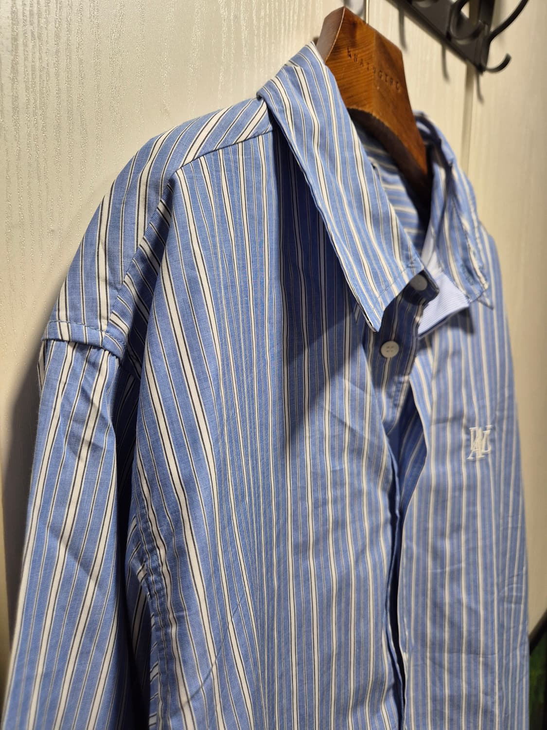 (세일)(새상품)우알롱 스트라이프 레이어드셔츠 블루 상품이미지7