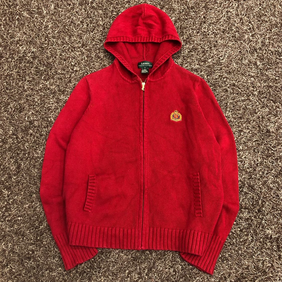 로렌 랄프로렌 폴로 금장 헤리티지 로고 코튼 니트 후드집업 상품이미지1