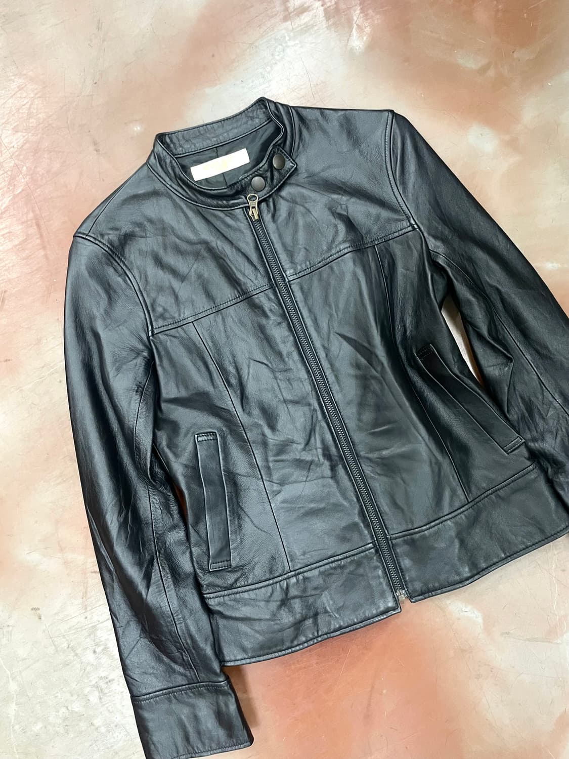  Black Leather slim fit Jacket 상품이미지4