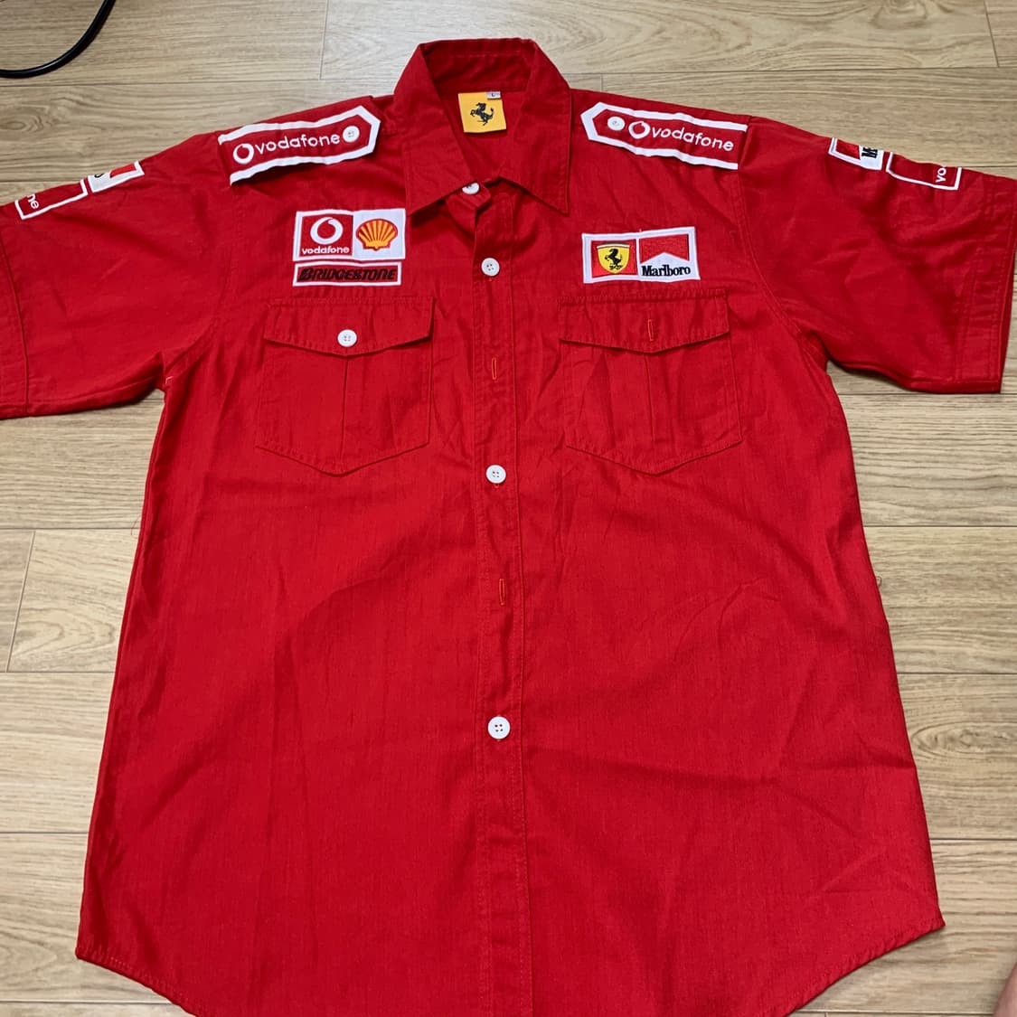 L) Ferrari 페라리 F1 말보로 자수 레이싱 워크 반팔셔츠 상품이미지1