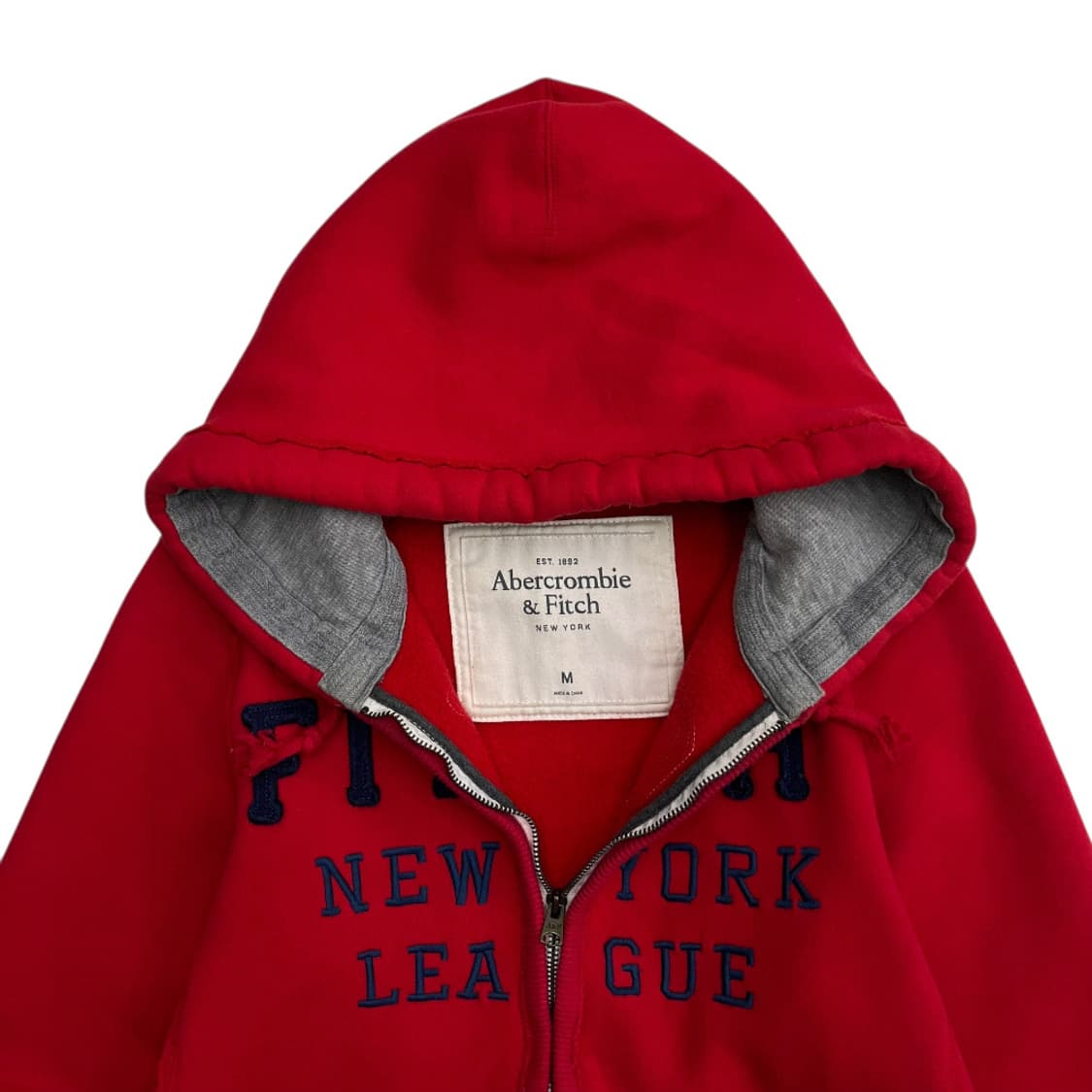 아베크롬비 네이비 패치로고 레드 후드집업 M 상품이미지5