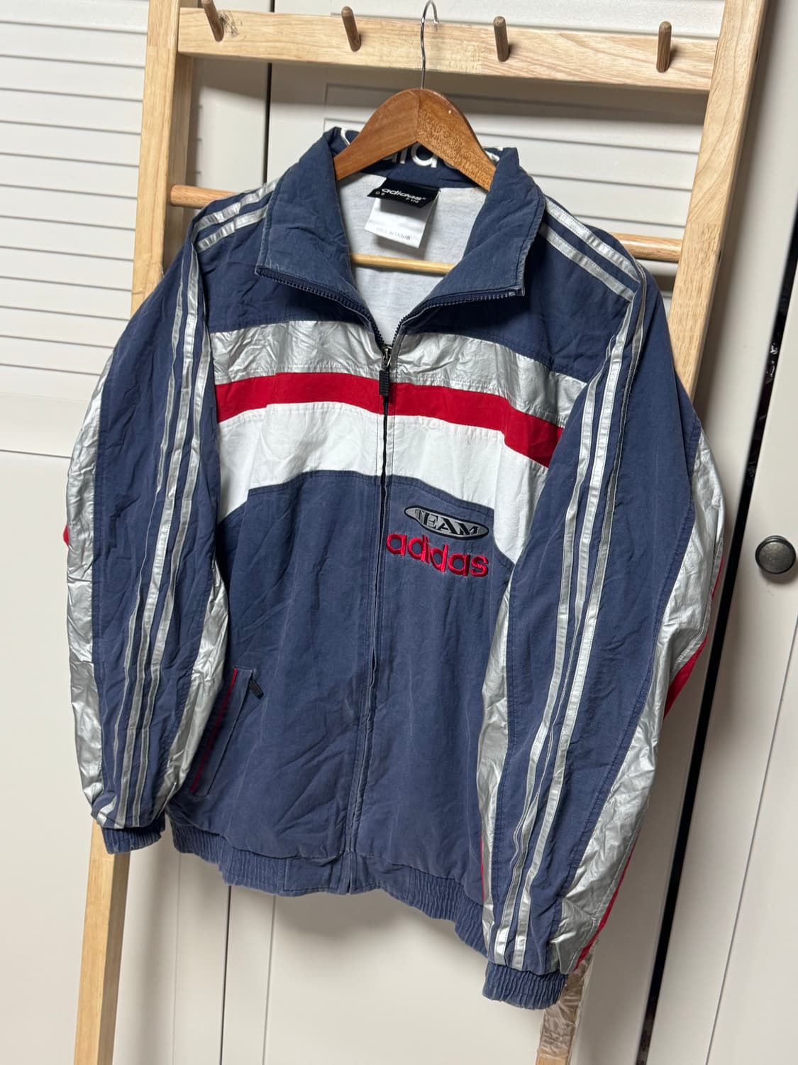 L 아디다스 삼선 실버 레이싱 코튼 빅로고 자켓 상품이미지3