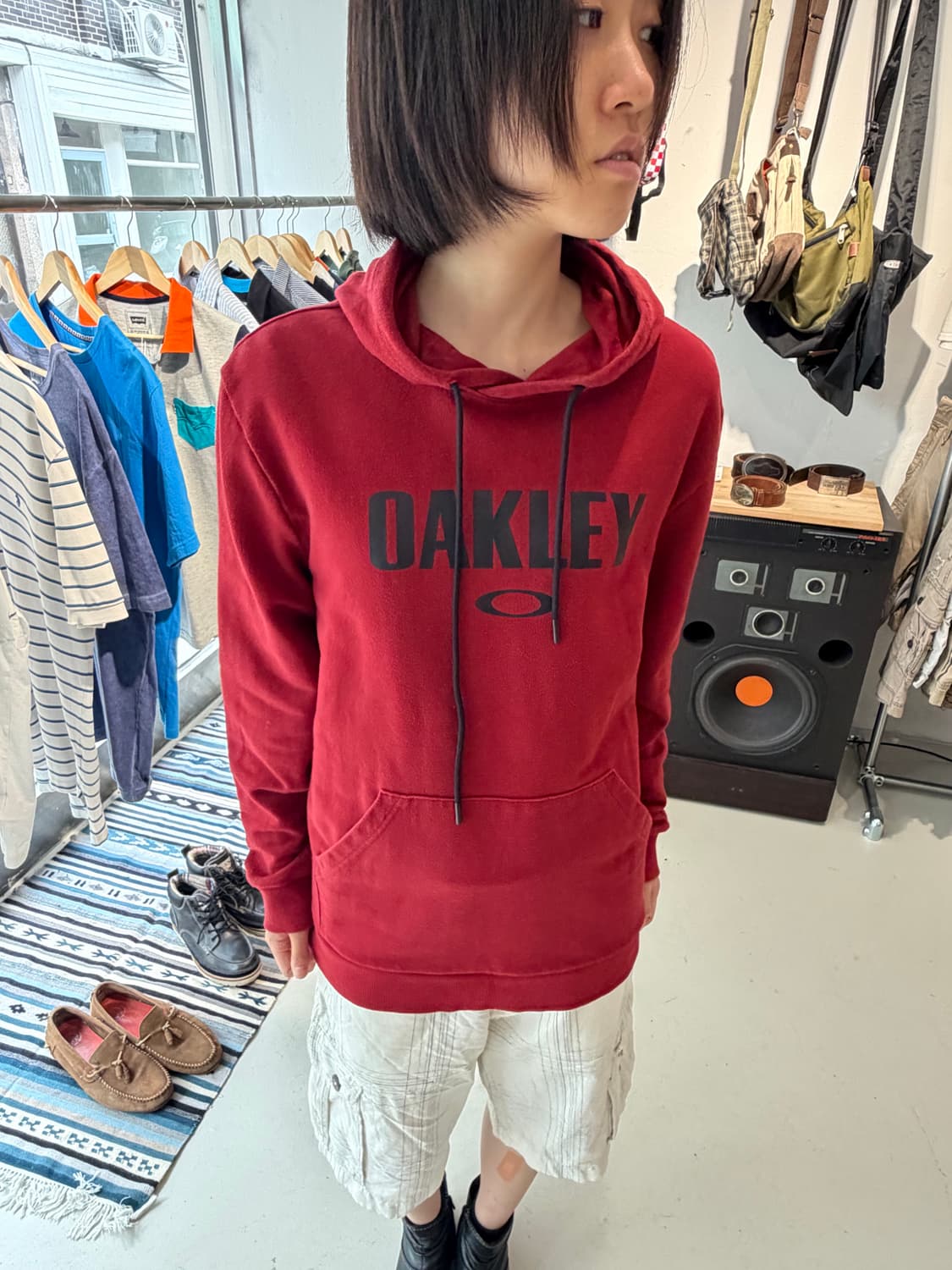 Oakley 버건디 로고 후드티 상품이미지3