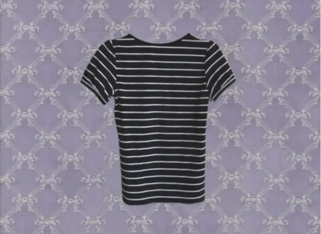 빈티지 갸루 메이드 긱세크 시트라이프 레이스 셔링티셔츠 상품이미지2