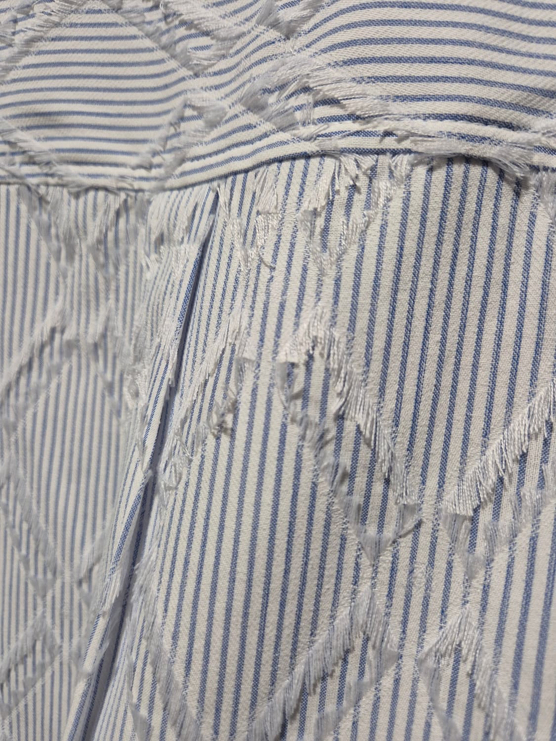 빈티지 봄여름 하늘색 스트라이프 프린지 숏 자켓 상품이미지7