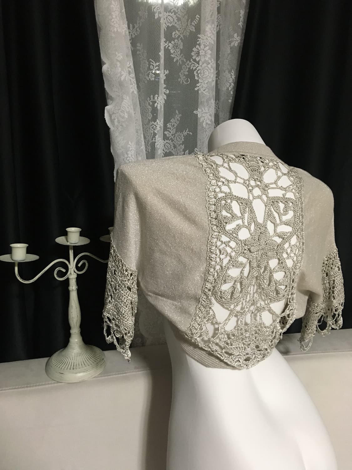 Vintage Glossy Silver Net Bolero 상품이미지1