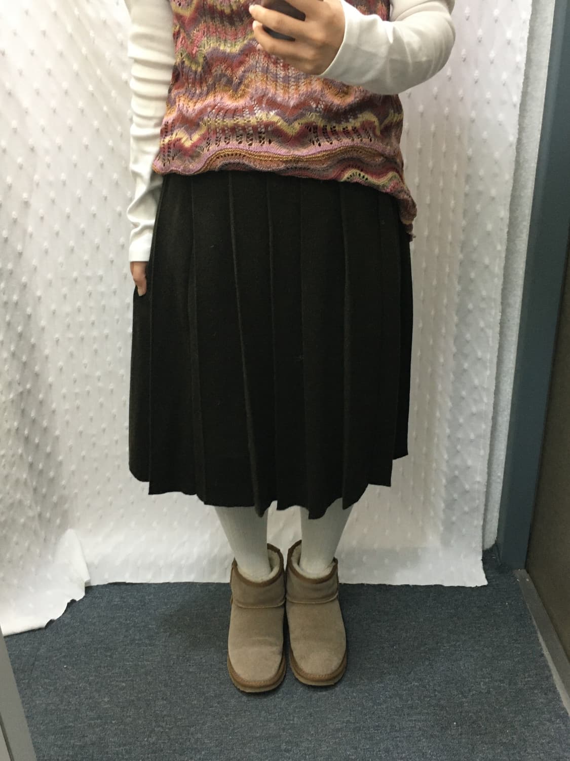 카키브라운 울 니트 스커트 상품이미지8