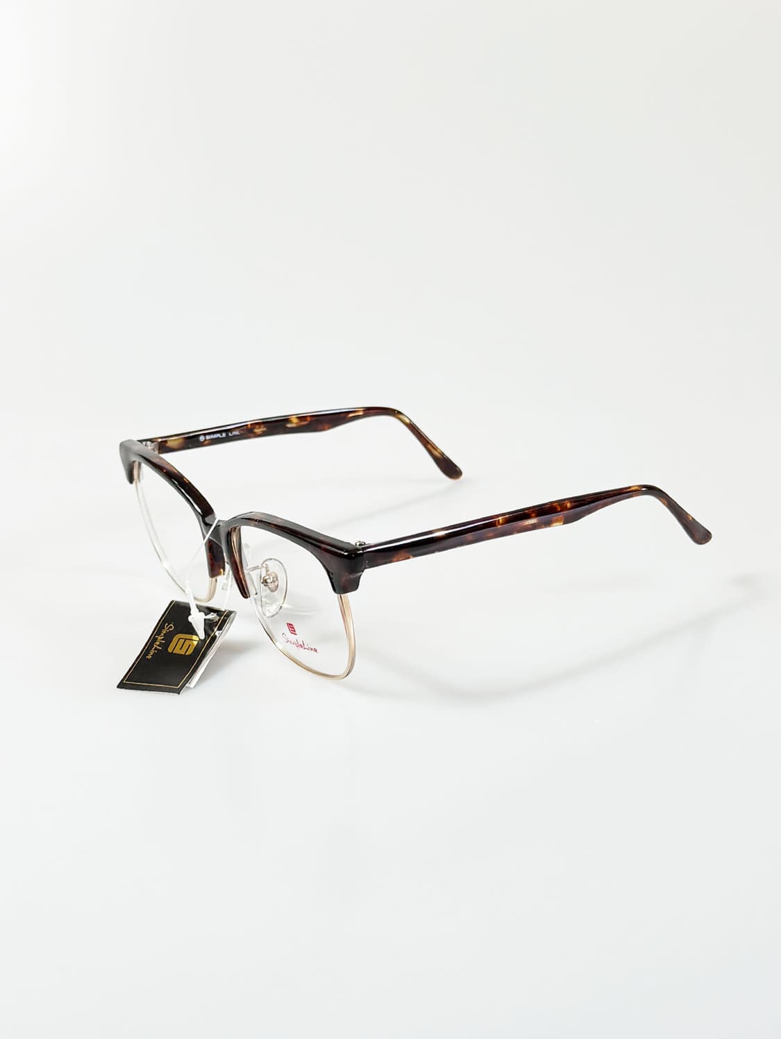 90s SIMPLE LINE 브라운톤 하금테 스퀘어 빈티지 안경 상품이미지3
