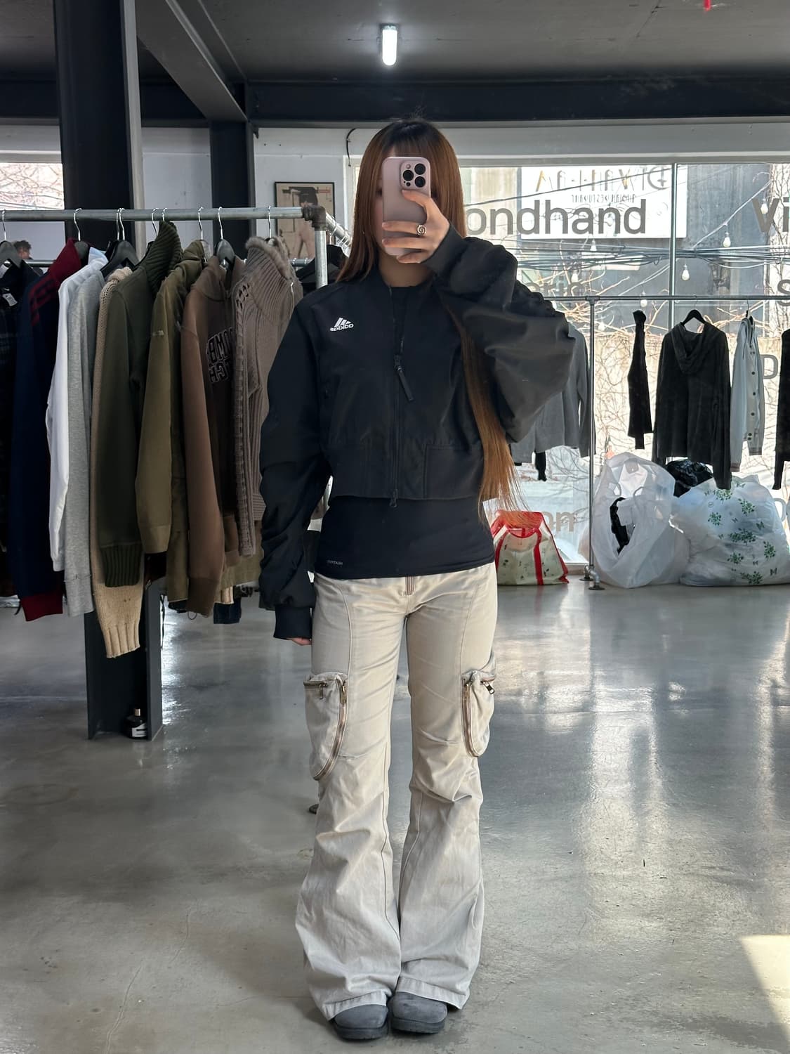 아디다스 콜렉티브 셔링 크롭 투웨이 블루종자켓 상품이미지2