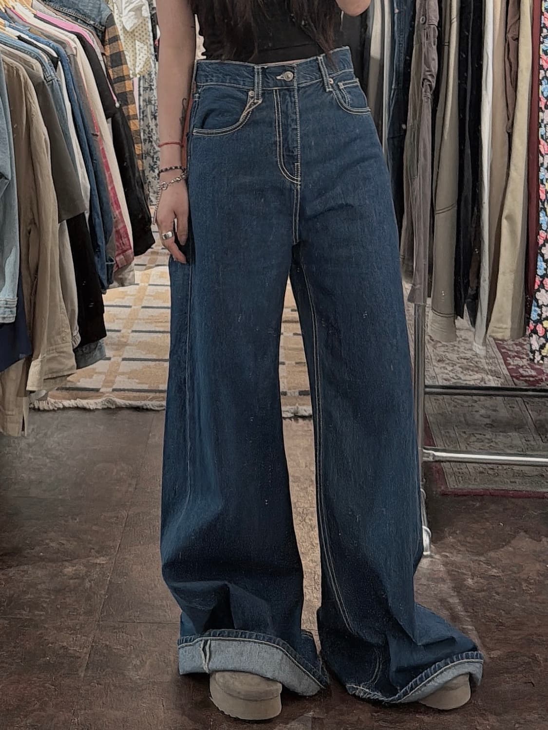 zara 자라 우먼 진청 와이드 데님 팬츠 30 상품이미지6