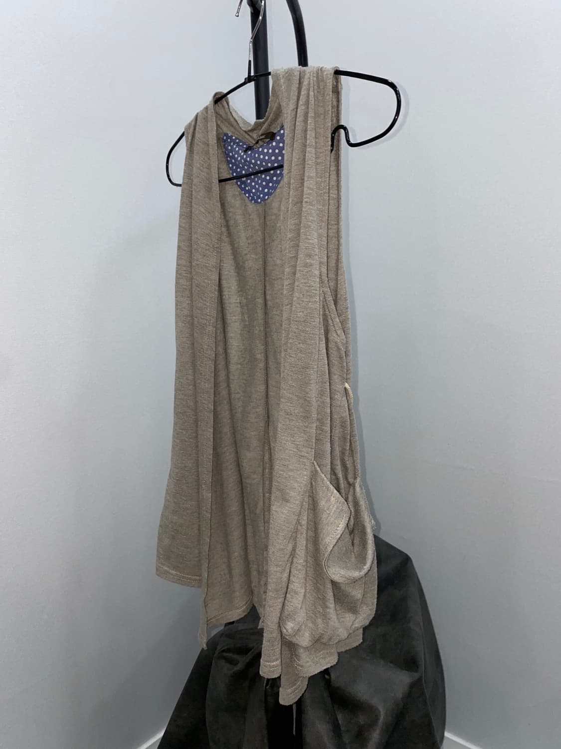 Grunge Hooded Drape Open Vest 상품이미지5