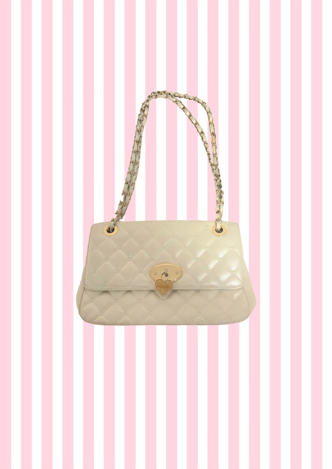 러브캣 히메갸루 화이트 아이보리 하트퀼팅 백 가방 상품이미지1