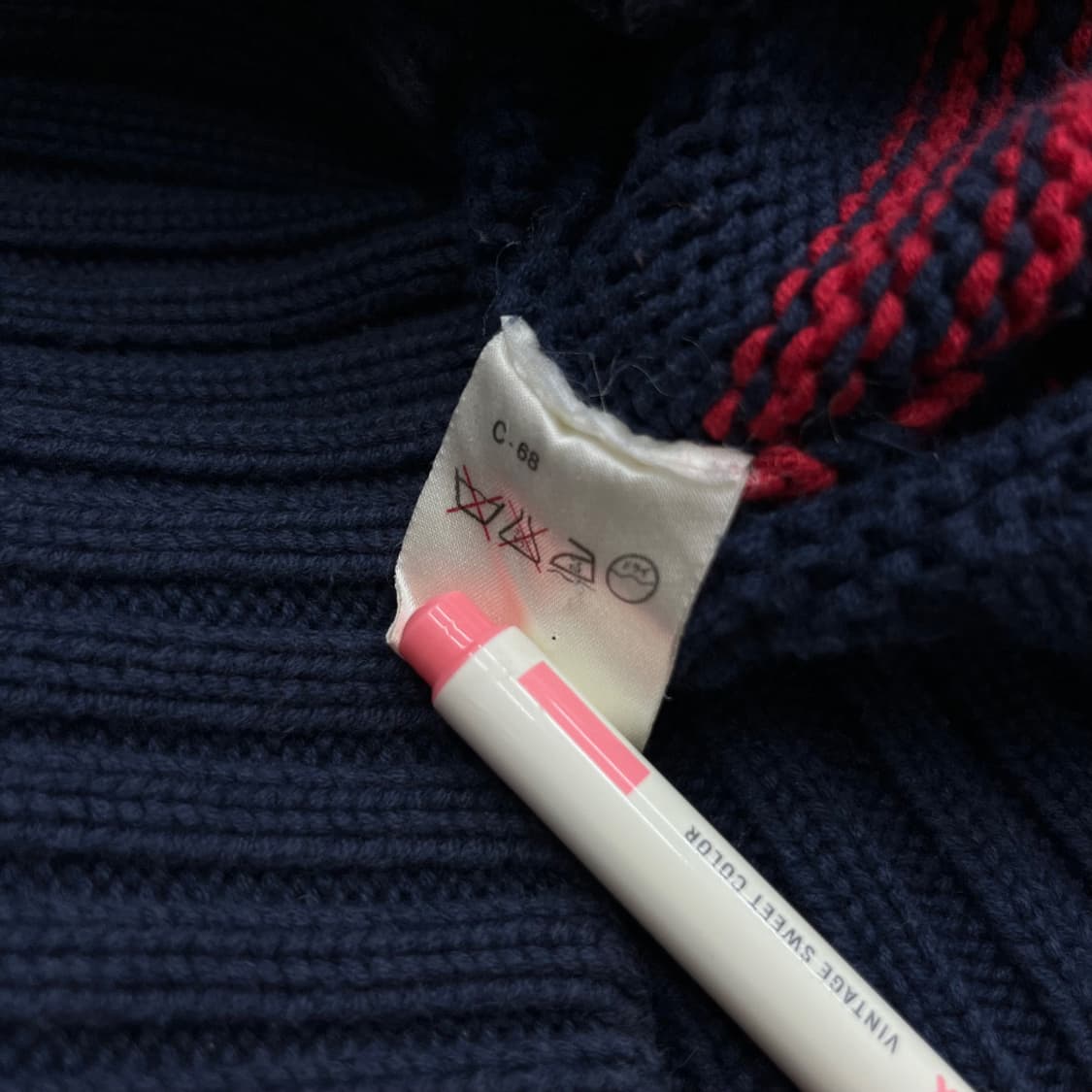 폴로 랄프로렌 레드 스트라이프 배색 네이비 니트 L 상품이미지6