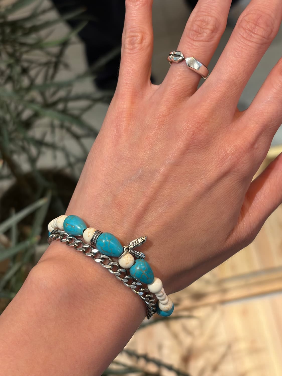 Turquoise Feather Bracelet 상품이미지1