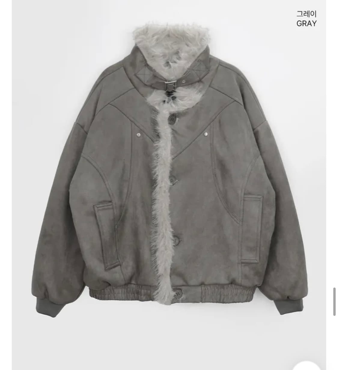 원더원더 드엔 하이넥 누빔 퍼 스웨이드 무스탕 점퍼 상품이미지2