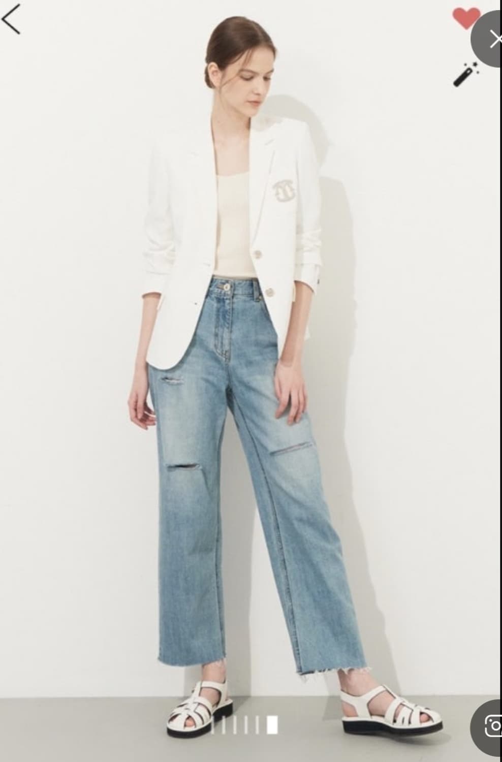 한섬 타임 2022 디스트로이드 스트레이트 데님 팬츠 61-90사이즈 상품이미지1