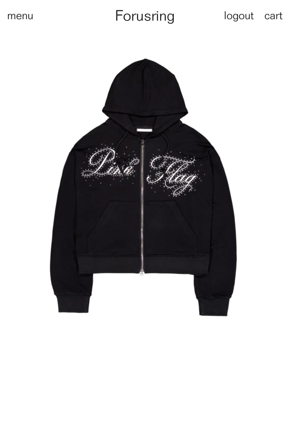 포어링 핑크 플래그 후드집업 블랙 상품이미지1