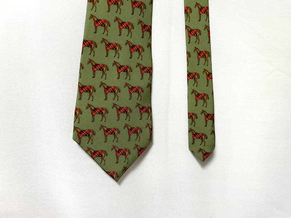 made in 캐나다) 폴로 랄프로렌 정품 말패턴 실크 넥타이 _ 그린 상품이미지2