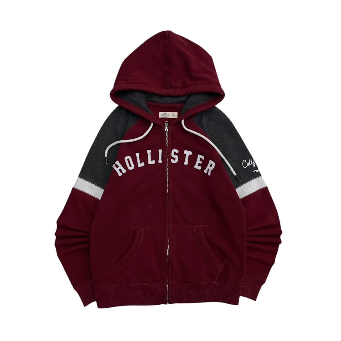 홀리스터 그레이 배색 센터로고 와인 후드집업 M 상품이미지2