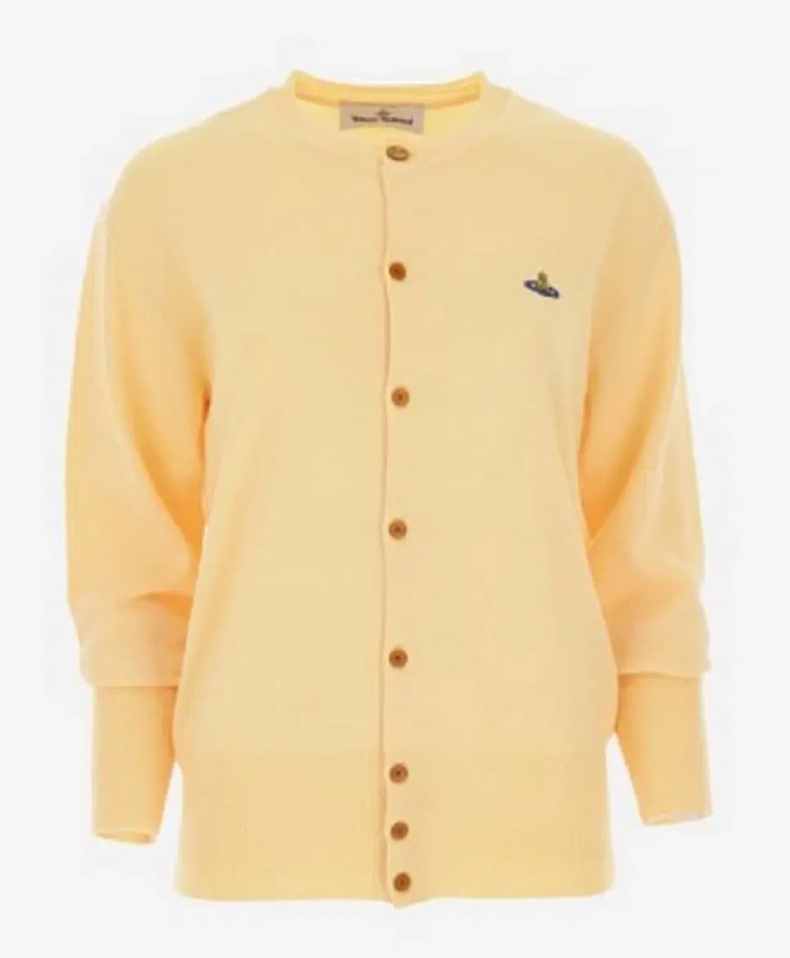 xxs 비비안웨스트우드 가디건 베아 페일옐로우 노랑 캐시미어 브이넥 자수 상품이미지6