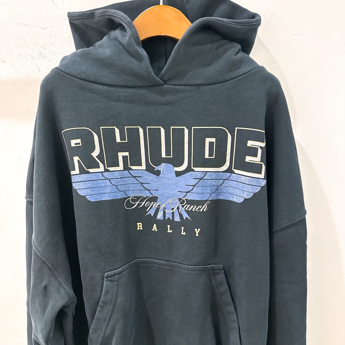 (정품/새상품) RHUDE 루드 남성 빈티지 블랙 로고 후드 상품이미지3
