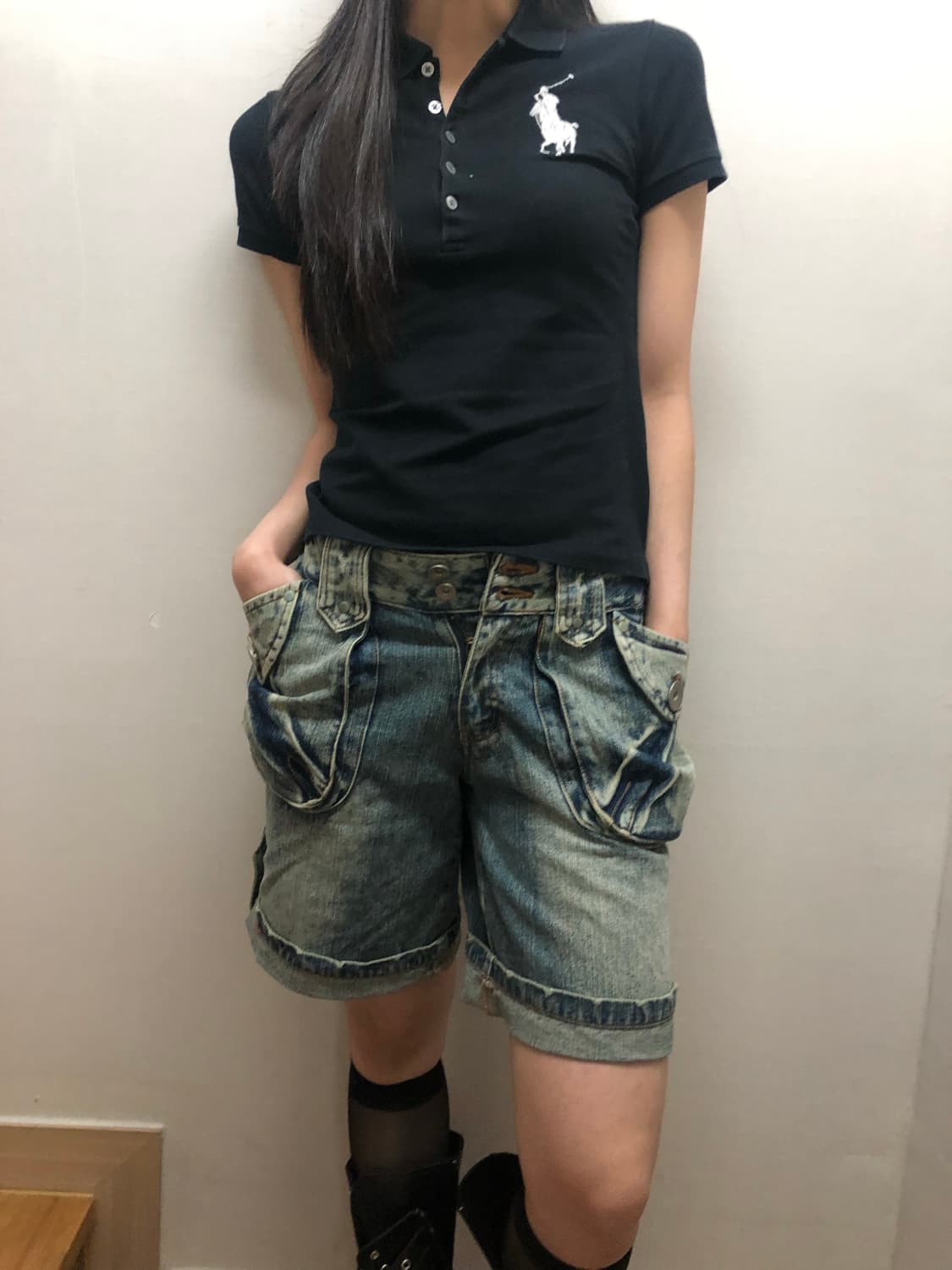 빈티지 폴로 네이비 카라 티셔츠 상품이미지3