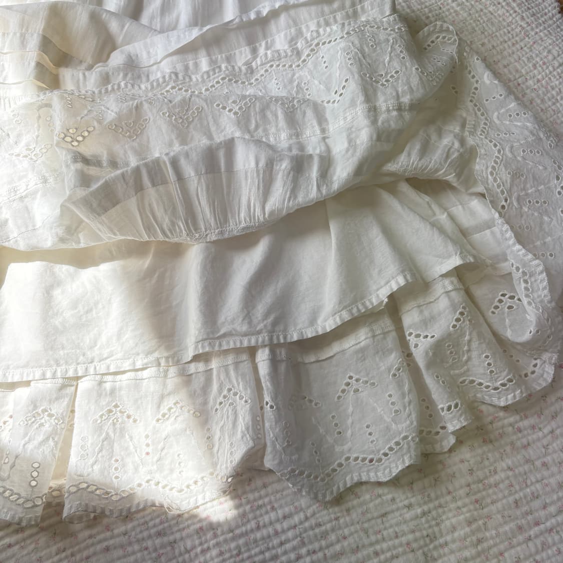 JPN/ 화이트 펀칭 레이스 롱 스커트 화이트롱스커트 모리걸롱스커트  상품이미지6