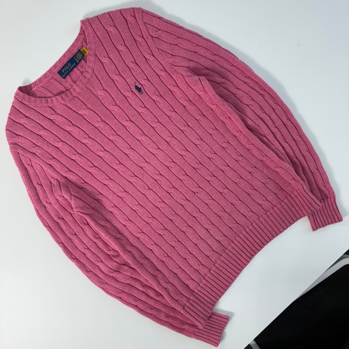 Polo  폴로 랄프로렌 신형 자수 코튼 핑크 꽈배기 니트  상품이미지2