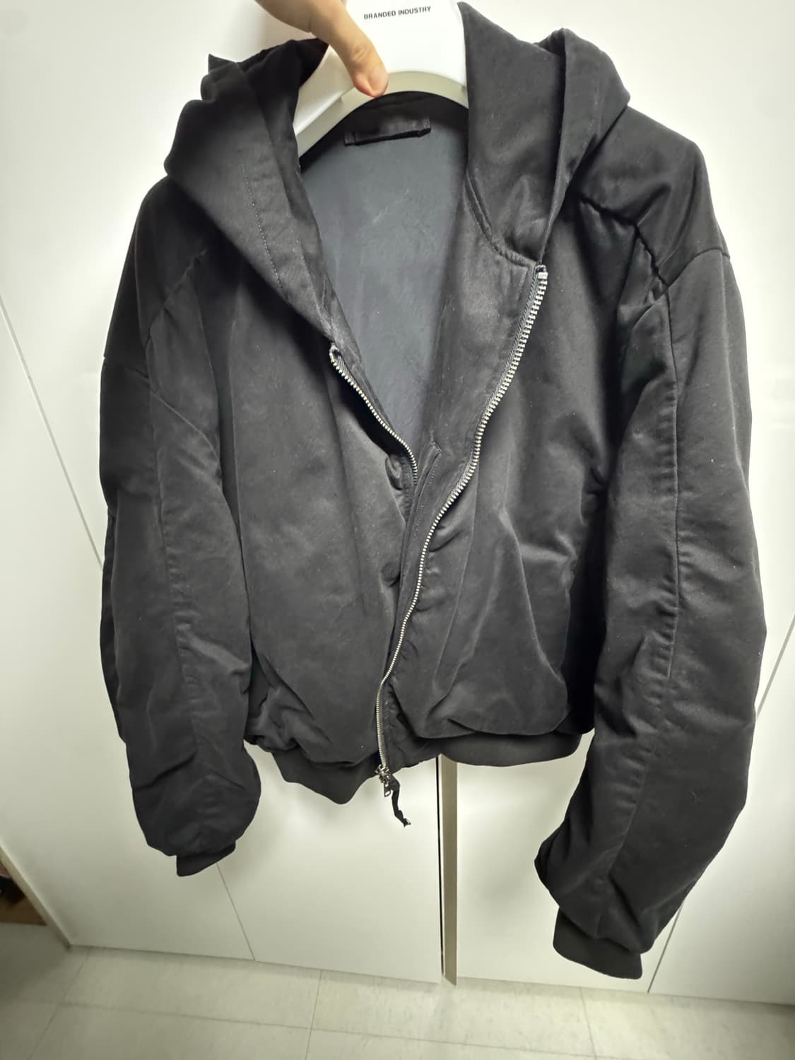 [L] 브랜디드 셔링 후드 봄버 자켓 상품이미지4