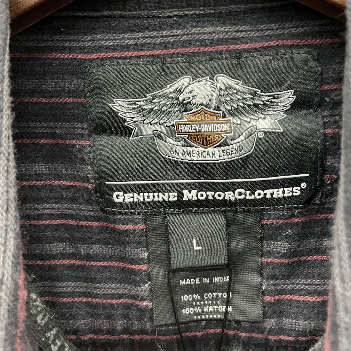 00s 할리데이비슨 모터 사이클 스트라이프 셔츠 상품이미지7