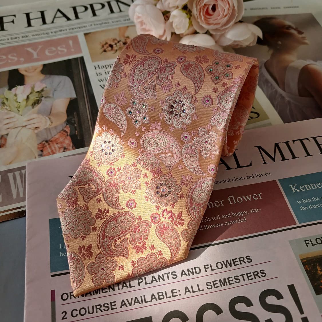 밀라숀 실크 살구 페이즐리 패턴 넥타이 9.4cm A+등급 A19403
 상품이미지2