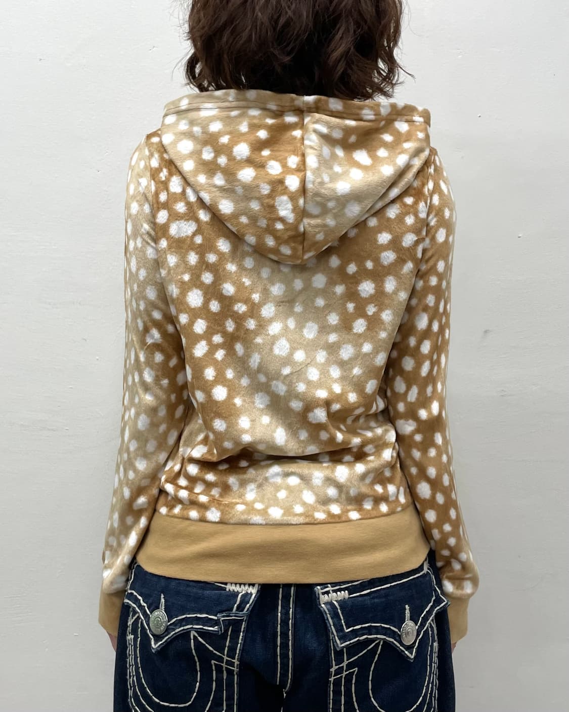 Brown Dot Fur Hooded Zip-Up 상품이미지3