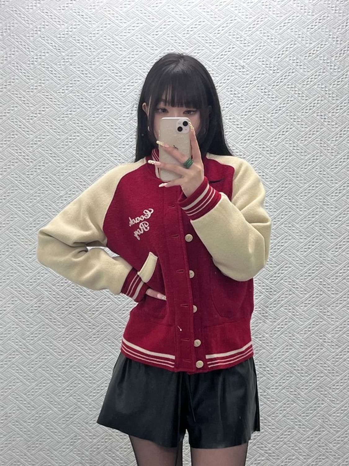 빈티지 레트로 하이틴 캐주얼 버건디 바시티 자켓 M C10018 상품이미지1