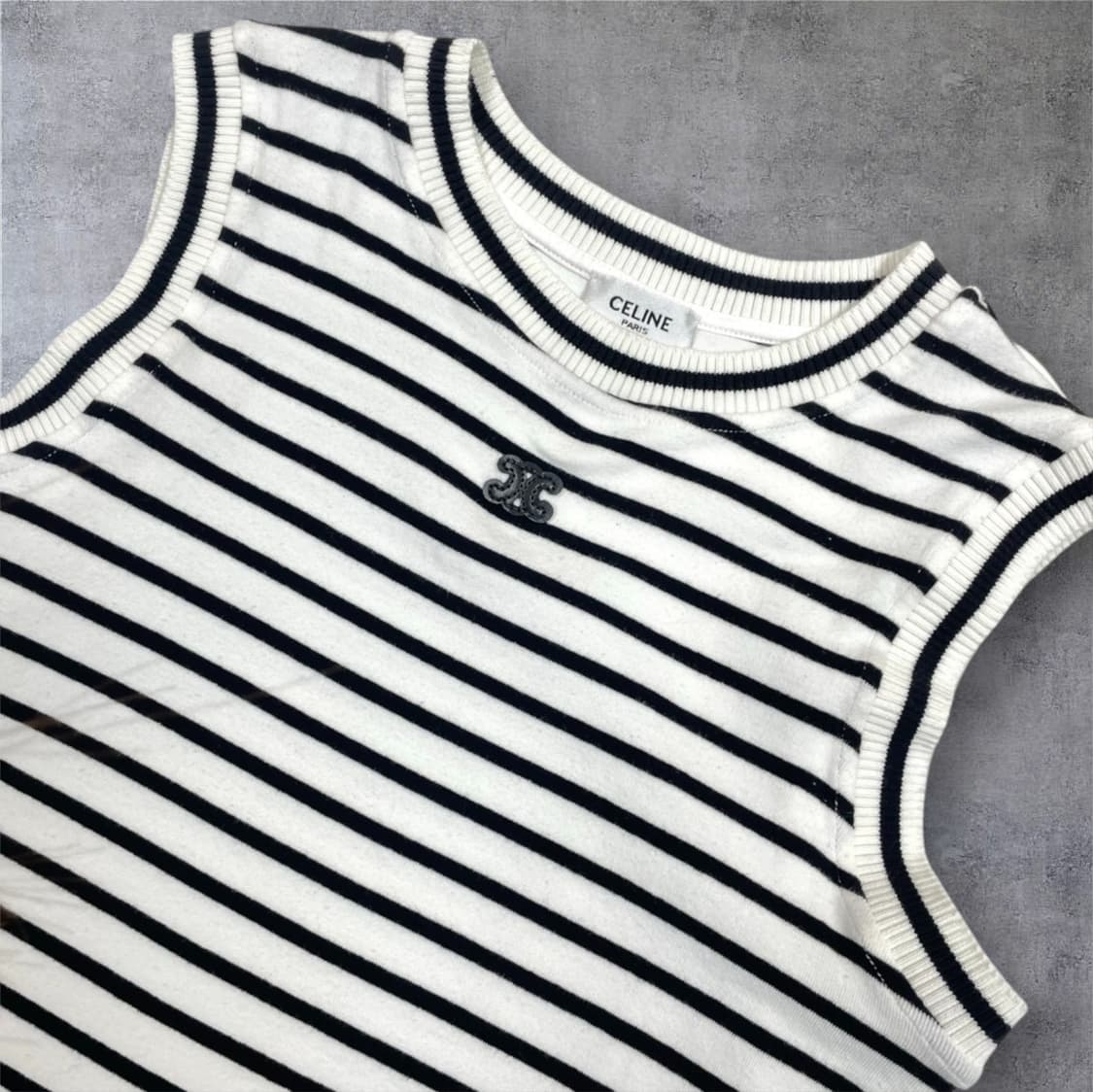 셀린느 Celine 스트라이프 트리옹프 슬리브리스 니트 40 상품이미지2