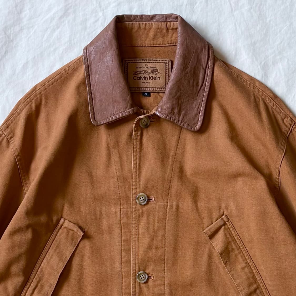 [M/97] 90s cK 캘빈클라인 레더 칼라 필드 자켓 상품이미지2