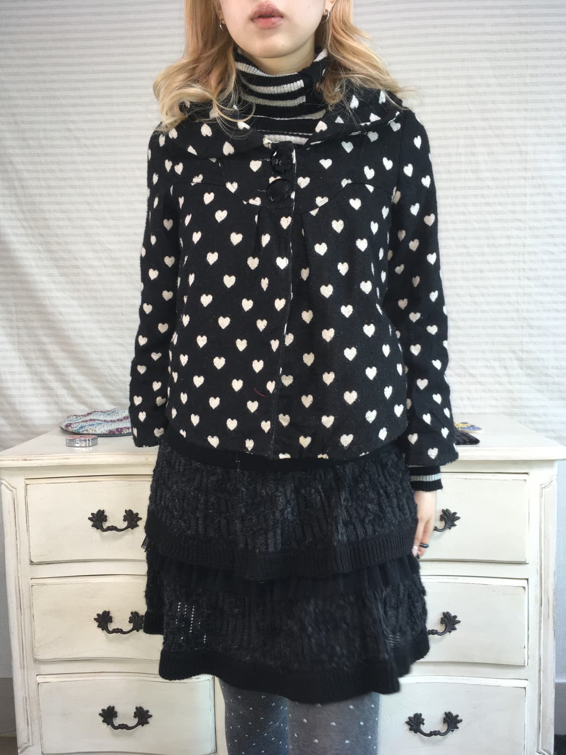 jpn vintage black heart collar jacket 상품이미지1