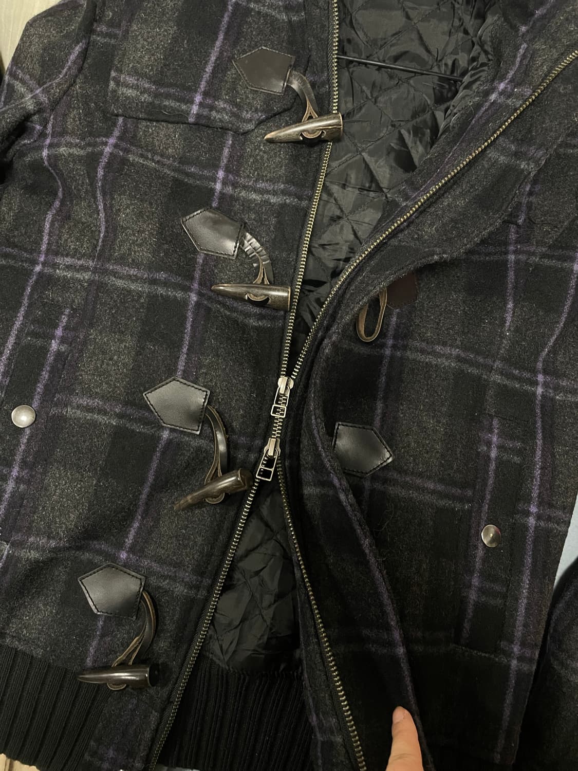 딥차콜&퍼플체크 더블 후드자켓 상품이미지6