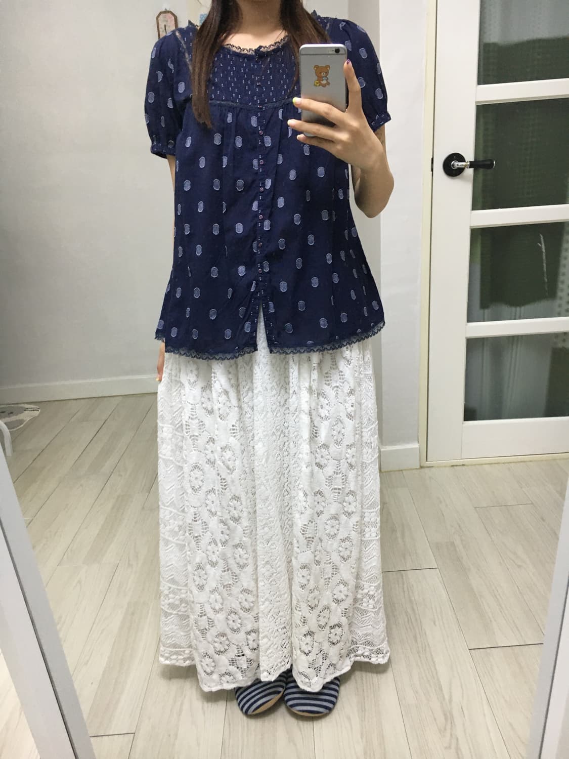 화이트 크로쉐 롱 스커트 상품이미지3