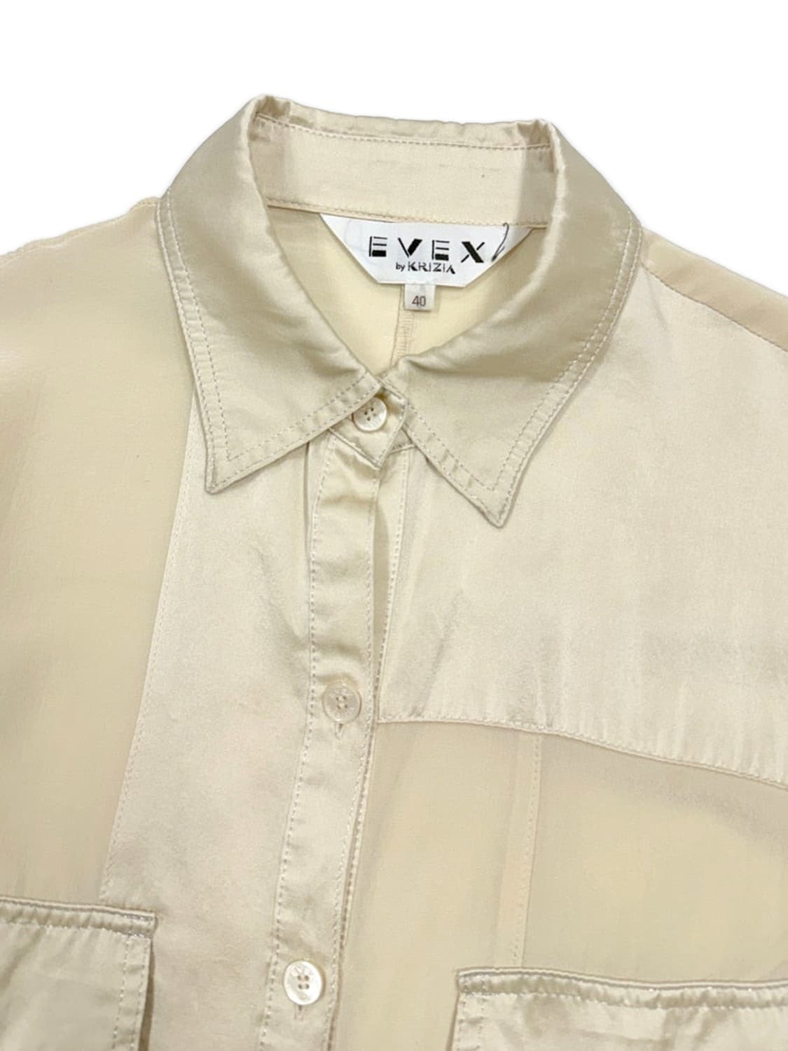빈티지 EVEX by KRIZIA 아이보리 시스루 실크 셔츠 상품이미지3