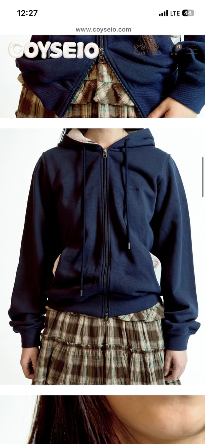 코이세이오 flower point zipup hoodie navy 상품이미지2